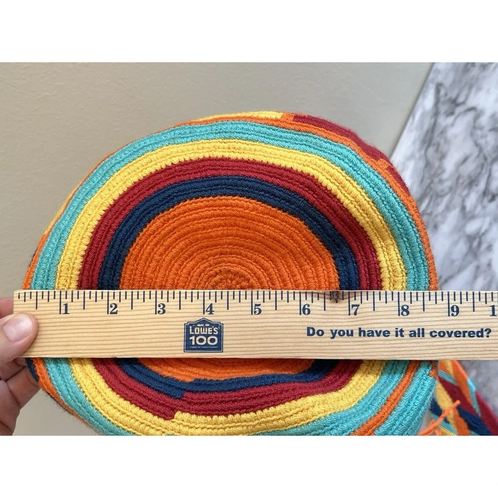 Wayuu Mochila Bucket Bag Boho Colombia Rioacha Orange Yellow Blue Red Festival